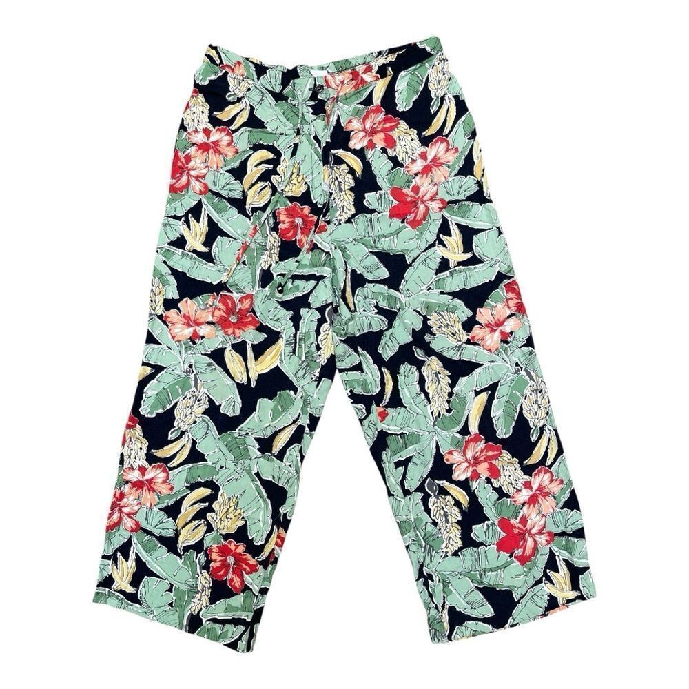 Intriguing Threads Tropical Print Casual Pants Size 12 Resort Wear Relaxed